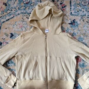 TNA yellow Waffle Knit Zip-Up Hoodie